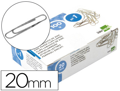 CLIPS LIDERPAPEL N1 LABIADOS 20 MM CAJA DE 100 UNIDADES