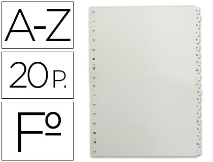 SEPARADOR ALFABETICO MULTIFIN 3005 PLASTICO FOLIO NATURAL 20 PESTAÑAS 215X310 MM