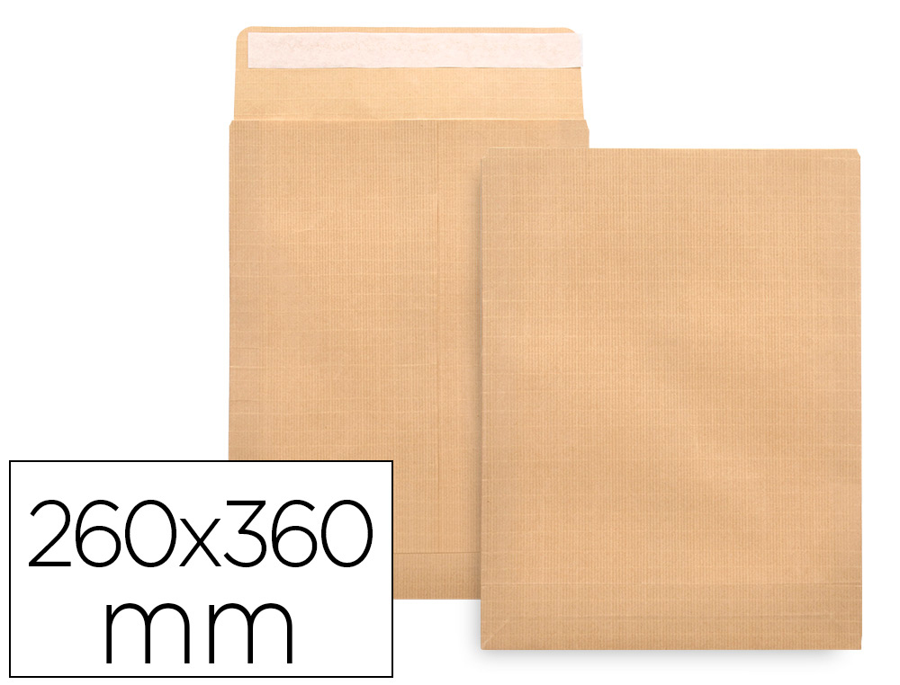 SOBRE LIDERPAPEL BOLSA ARMADO KRAFT ENVIO SEGURIDAD 260X360 MM SOLAPA TIRA DE SILICONA 120 GR CAJA DE 100 UNIDADES