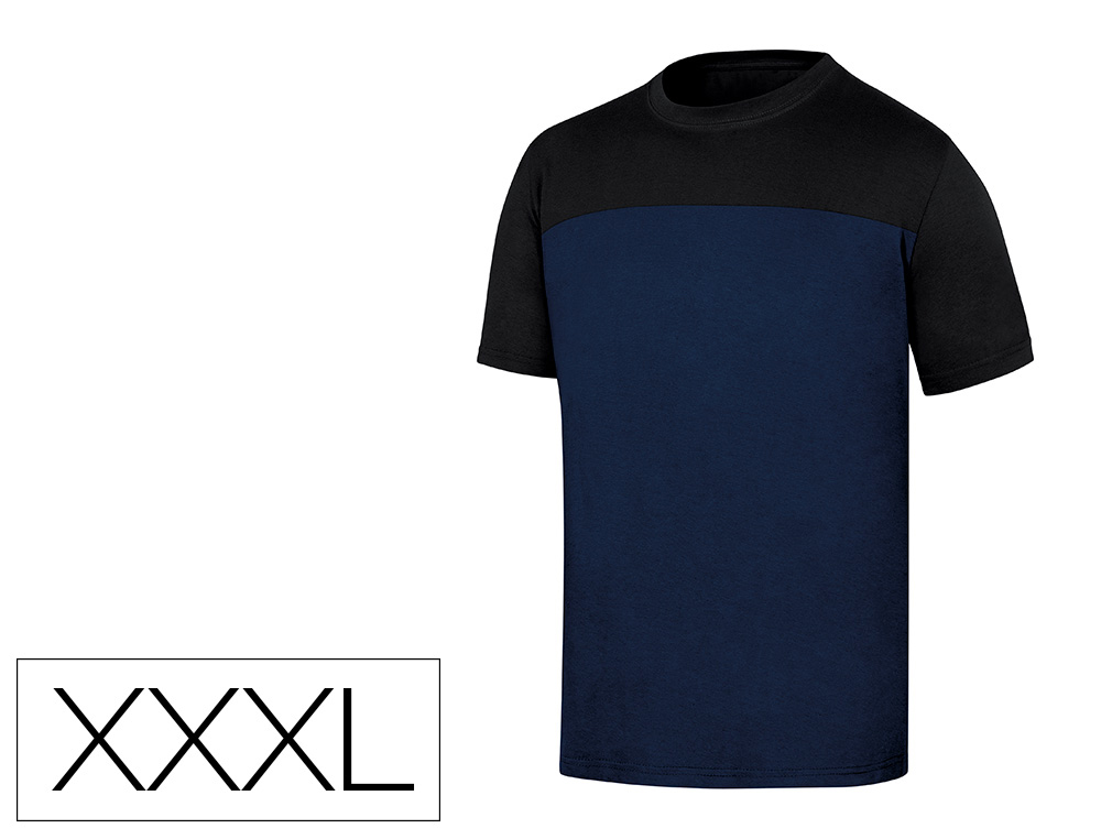 CAMISETA DE ALGODON DELTAPLUS COLOR AZUL/NEGRO TALLA 3XL