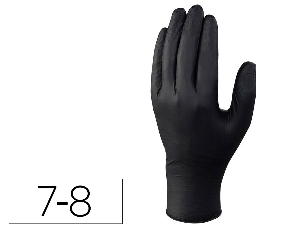 GUANTES DELTAPLUS DE NITRILO DESECHABLE NEGRO CAJA DE 100 UNIDADES TALLA 7-8