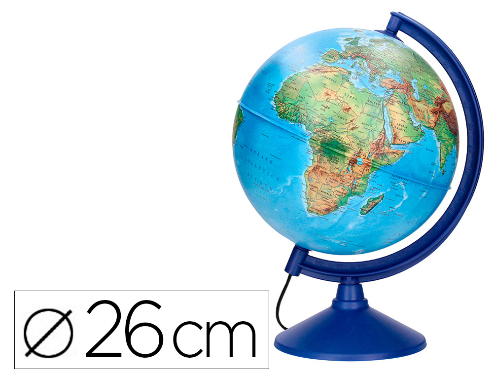 GLOBO TERRAQUEO LIDERPAPEL CON LUZ FISICO Y POLITICO DIAMETRO 26 CM