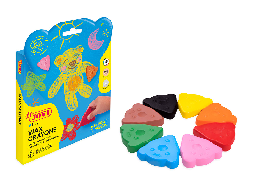 LAPICES DE CERA JOVI MY FIRST CRAYON FORMA DE OSO CAJA DE 8 UNIDADES COLORES SURTIDOS