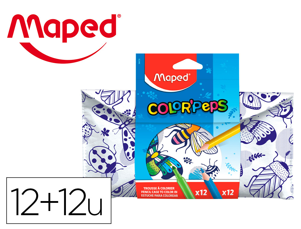 SET PARA COLOREAR MAPED 12 ROTULADORES + 12 LAPICES COLORES SURTIDOS