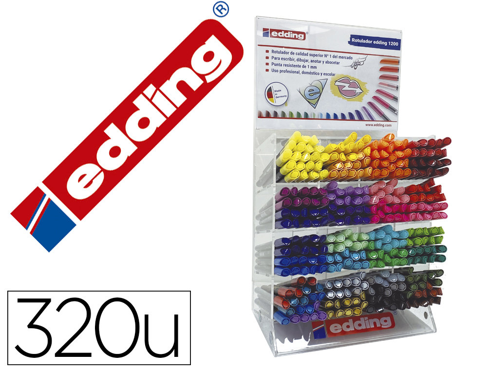 ROTULADOR EDDING PUNTA FIBRA 1200 EXPOSITOR DE 320 UNIDADES COLORES SURTIDOS