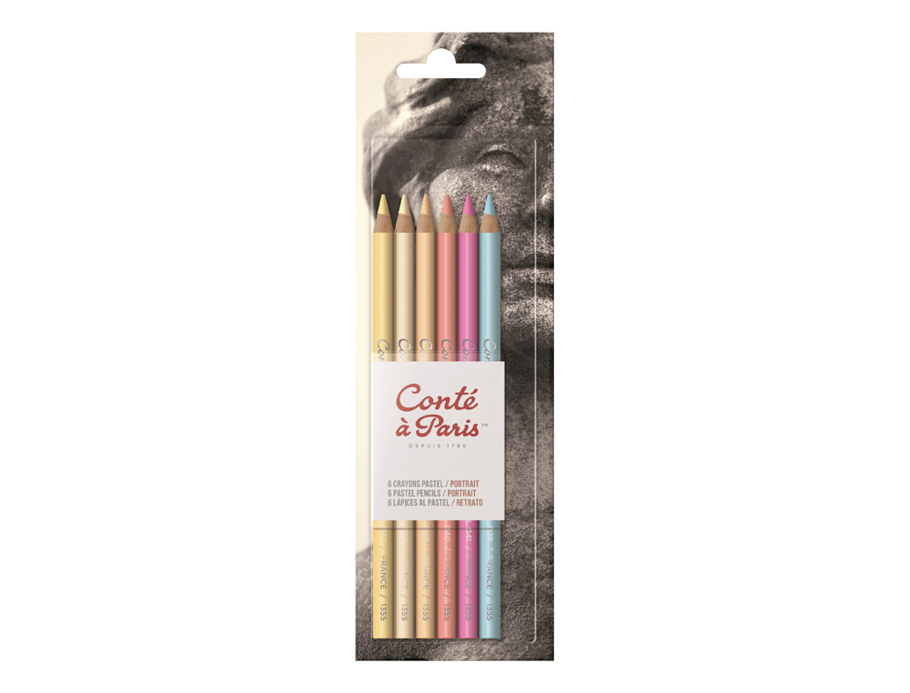 LAPIZ CONTE COLORES PASTEL RETRATO BLISTER 6 UNIDADES COLORES SURTIDOS