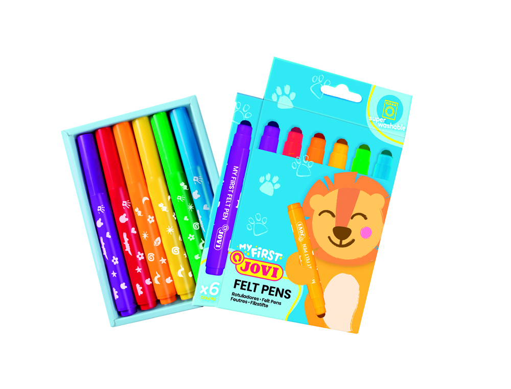 ROTULADORES JOVI MY FIRST FELT PENS LAVABLES ESTUCHE DE 6 UNIDADES COLORES SURTIDOS