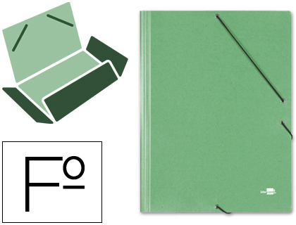 CARPETA LIDERPAPEL GOMAS TRES SOLAPAS CARTON SIMIL PRESPAN FOLIO COLOR VERDE