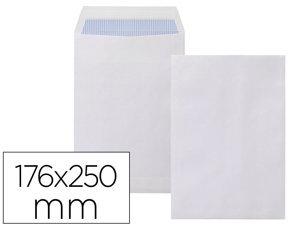 SOBRE LIDERPAPEL BOLSA N.15 BLANCO B5 176X250 MM TIRA DE SILICONA CAJA DE 500 UNIDADES