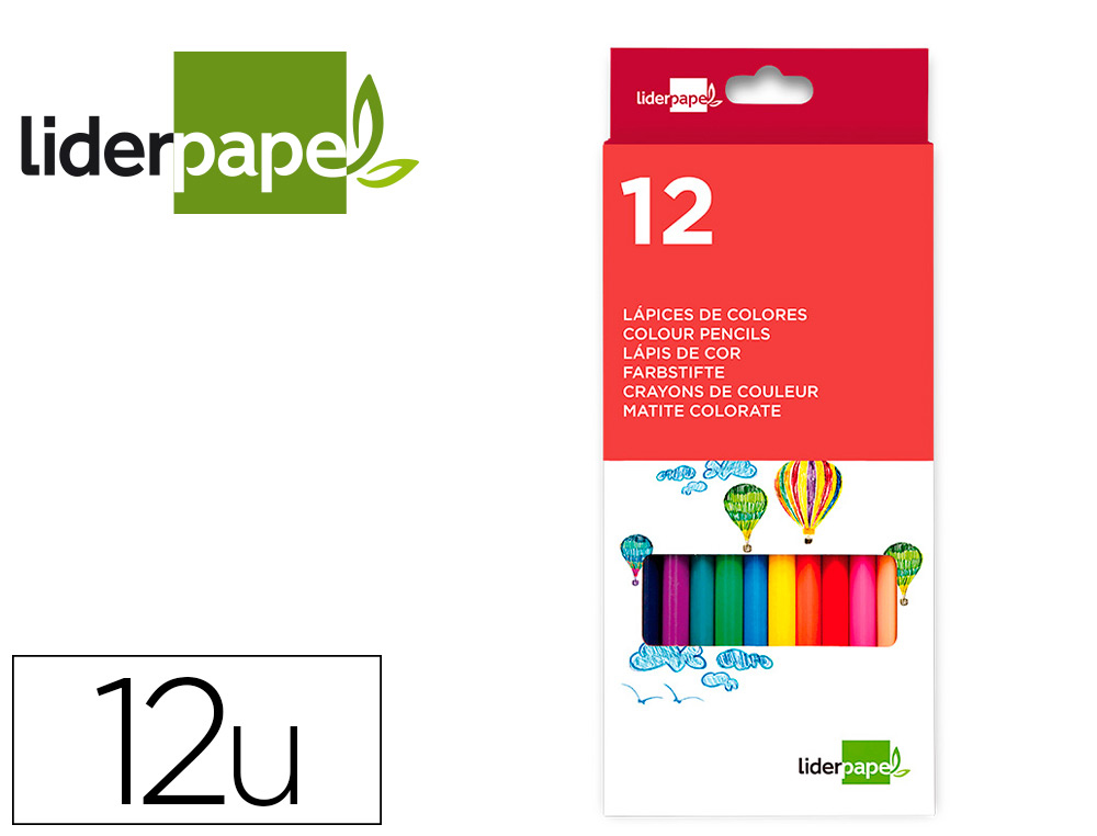 Paleta acuarelas 12 colores Liderpapel, con pincel