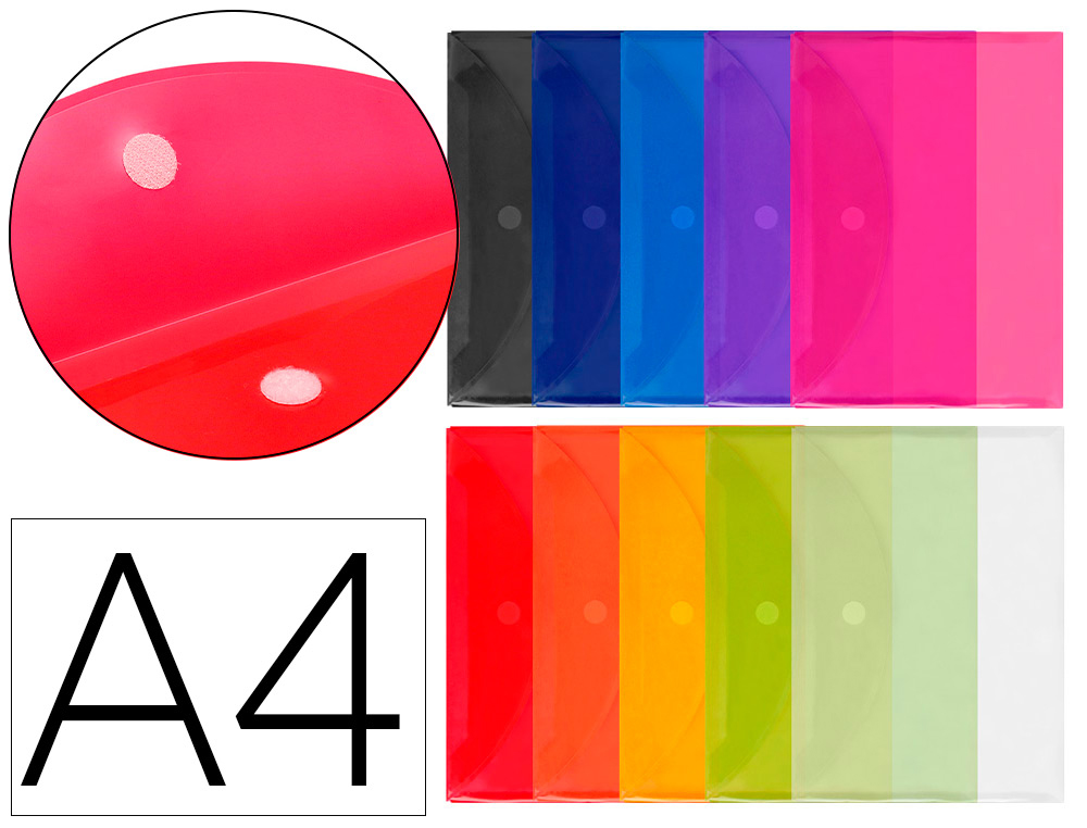 CARPETA LIDERPAPEL DOSSIER A4 CIERRE DE VELCRO COLORES SURTIDOS PACK 10+2 GRATIS