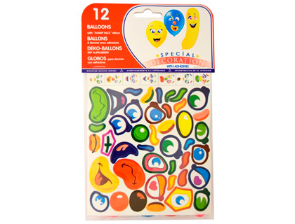GLOBO 100% LATEX BIODEGRADABLE PEGATINAS BOLSA DE 12 UNIDADES