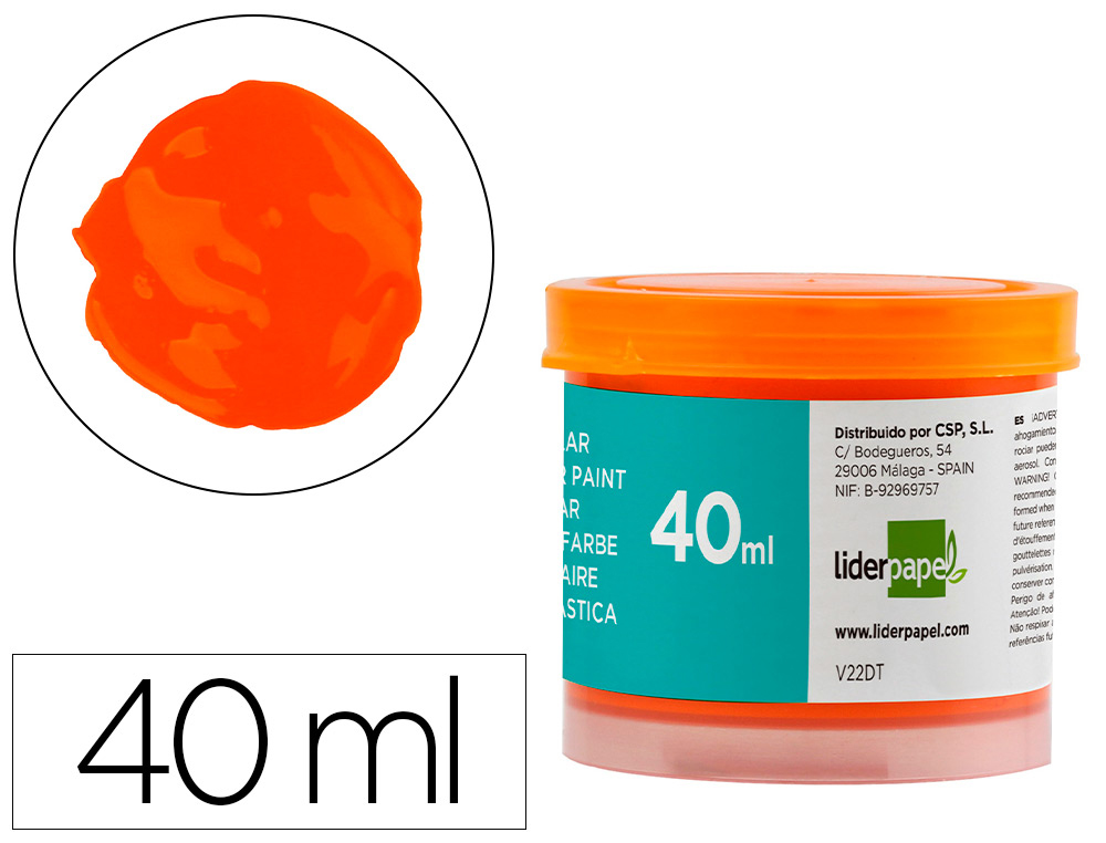 TEMPERA LIDERPAPEL ESCOLAR 40 ML NARANJA