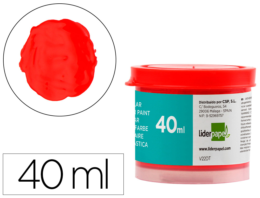 TEMPERA LIDERPAPEL ESCOLAR 40 ML ROJO