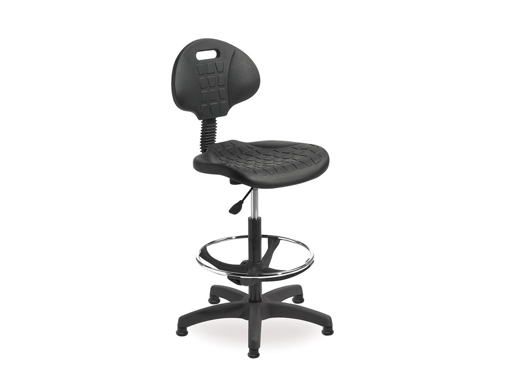 TABURETE CON RESPALDO ROCADA REGULABLE EN ALTURA CON ASIENTO Y RESPALDO EN POLIMERO CON TACOS