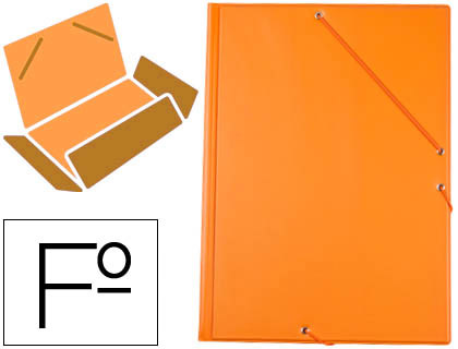 CARPETA LIDERPAPEL GOMAS TRES SOLAPAS PLASTICO FOLIO COLOR NARANJA