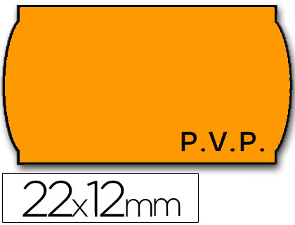 ETIQUETAS METO ONDULADAS 22X12 MM PVP NARANJA FLUOR REMOVIBLE ROLLO 1500 ETIQUETAS