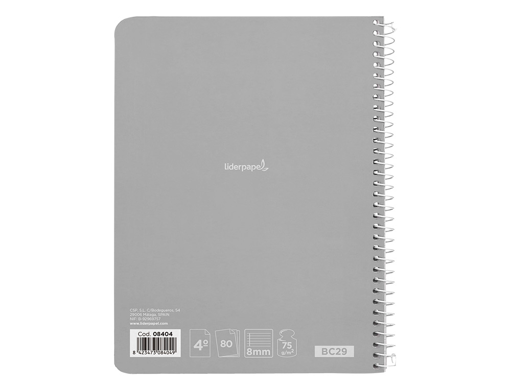 CUADERNO ESPIRAL LIDERPAPEL CUARTO WITTY TAPA DURA 80H 75GR RAYADO HORIZONTAL 8MM CON MARGEN COLORES SURTIDOS