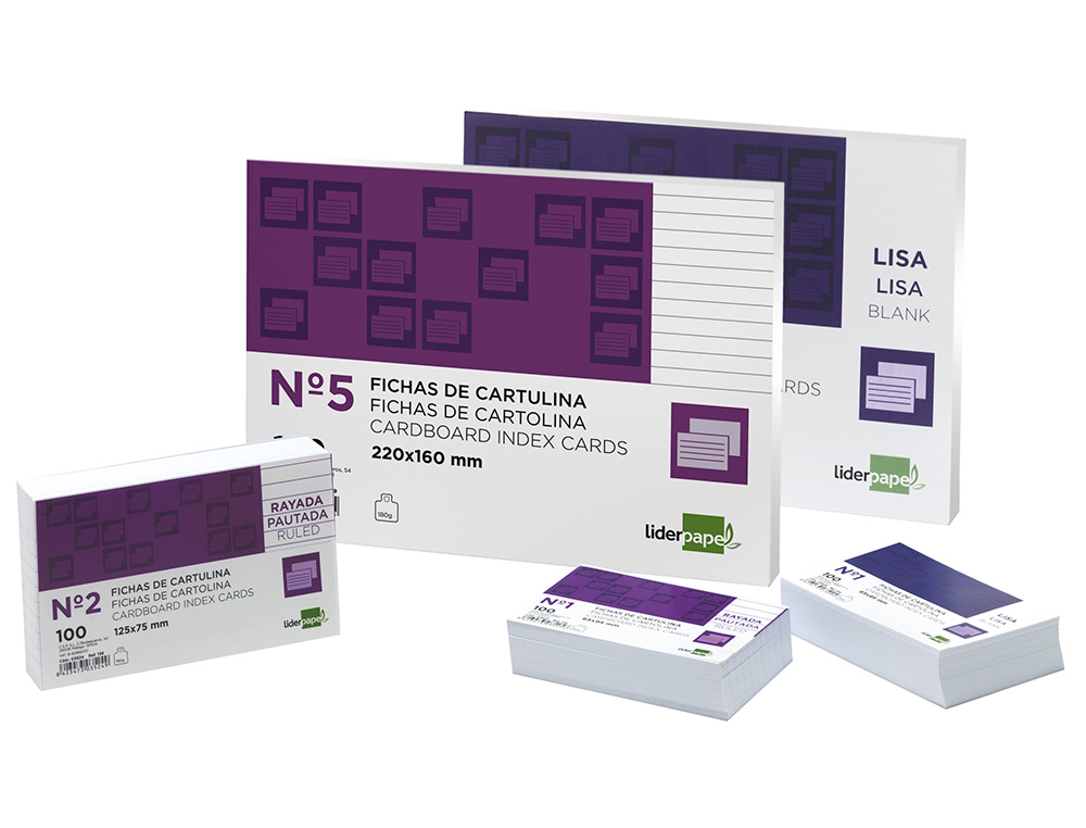 FICHA LIDERPAPEL LISA N5 160X220MM 180GR PAQUETE DE 100 UNIDADES