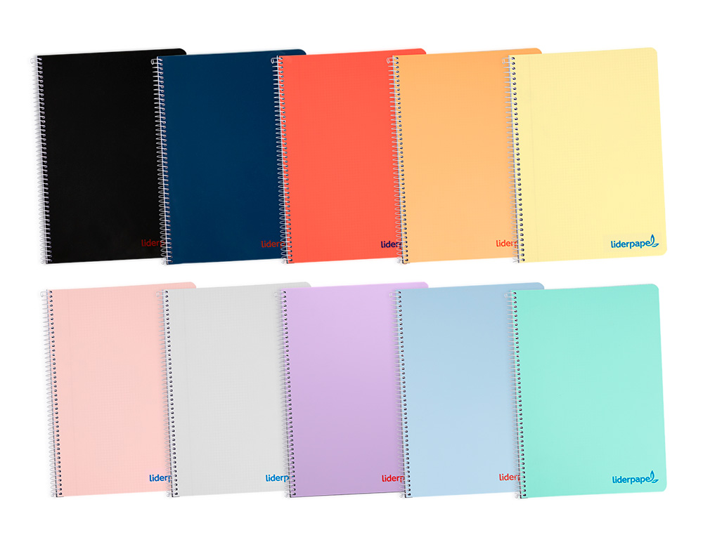 CUADERNO ESPIRAL LIDERPAPEL A4 WONDER TAPA PLASTICO 80H 90GR PAUTA ESTRECHA 2,5MM CON MARGEN COLORES SURTIDOS