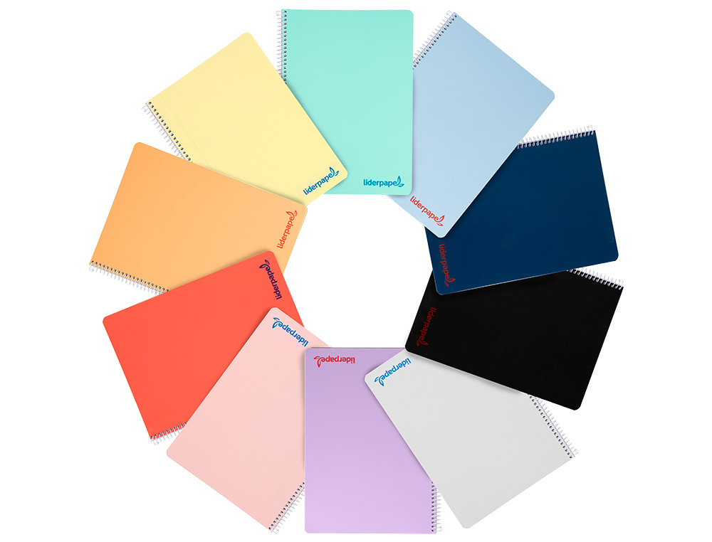 CUADERNO ESPIRAL LIDERPAPEL A4 WONDER TAPA PLASTICO 80H 90GR PAUTA ESTRECHA 2,5MM CON MARGEN COLORES SURTIDOS