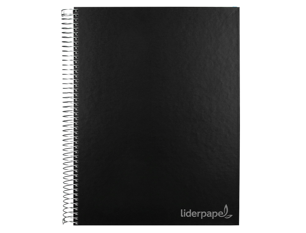 CUADERNO ESPIRAL LIDERPAPEL A4 MICRO JOLLY TAPA FORRADA 140H 75GR CUADRO 5MM 5 BANDAS 4 TALADROS COLOR NEGRO
