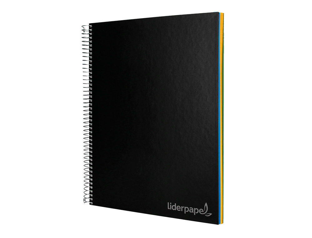 CUADERNO ESPIRAL LIDERPAPEL A4 MICRO JOLLY TAPA FORRADA 140H 75GR CUADRO 5MM 5 BANDAS 4 TALADROS COLOR NEGRO