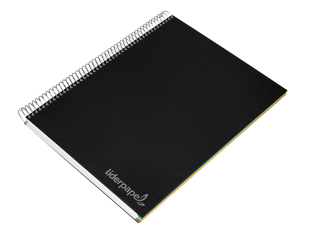 CUADERNO ESPIRAL LIDERPAPEL A4 MICRO JOLLY TAPA FORRADA 140H 75GR CUADRO 5MM 5 BANDAS 4 TALADROS COLOR NEGRO