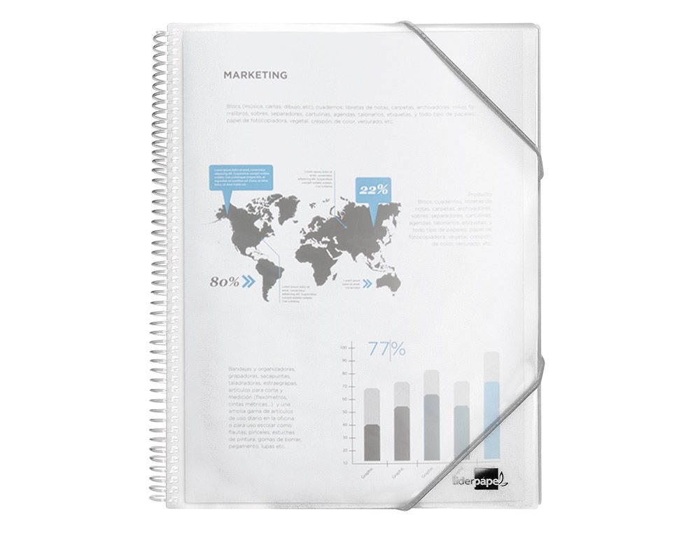 CARPETA LIDERPAPEL ESCAPARATE CON ESPIRAL 80 FUNDAS POLIPROPILENO DIN A4 TRANSPARENTE
