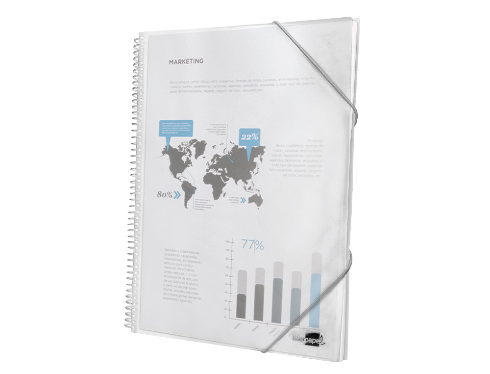 CARPETA LIDERPAPEL ESCAPARATE CON ESPIRAL 80 FUNDAS POLIPROPILENO DIN A4 TRANSPARENTE