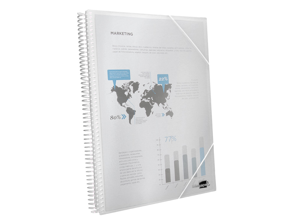 CARPETA LIDERPAPEL ESCAPARATE CON ESPIRAL 80 FUNDAS POLIPROPILENO DIN A4 TRANSPARENTE