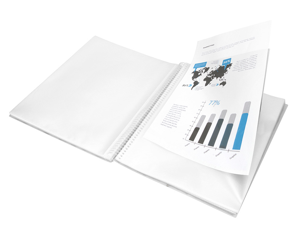 CARPETA LIDERPAPEL ESCAPARATE CON ESPIRAL 80 FUNDAS POLIPROPILENO DIN A4 TRANSPARENTE