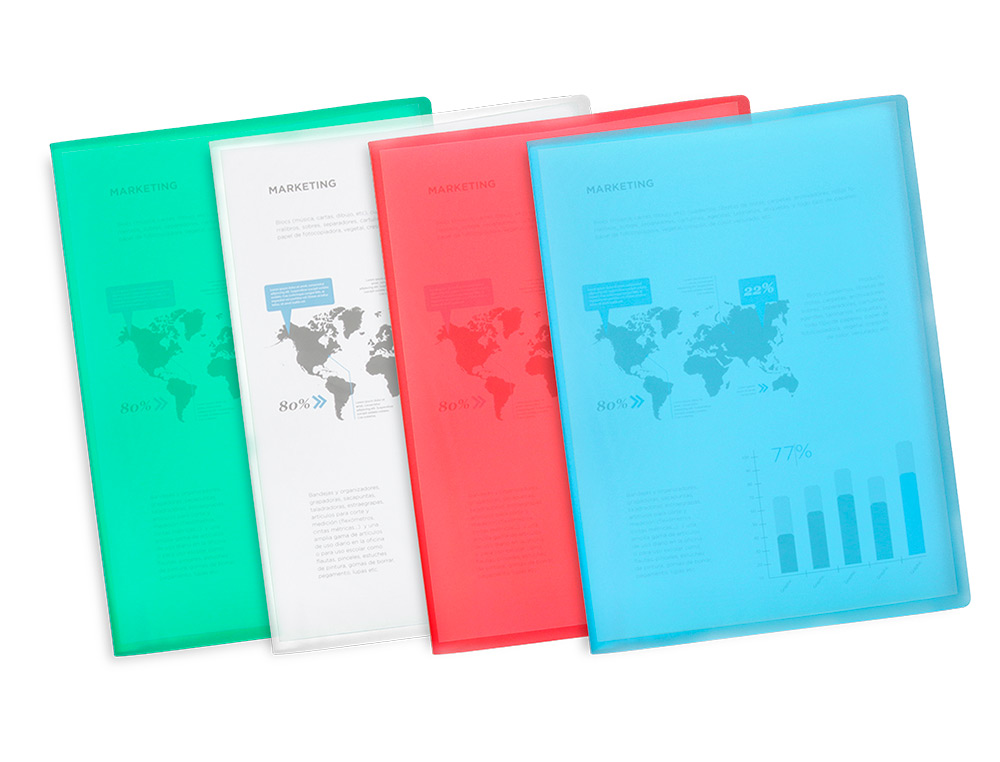 CARPETA LIDERPAPEL ESCAPARATE 20 FUNDAS POLIPROPILENO DIN A4 VERDE TRANSLUCIDO