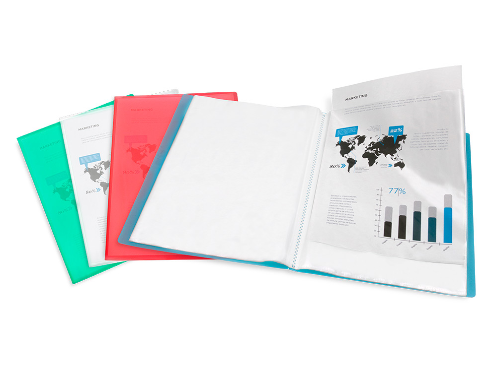 CARPETA LIDERPAPEL ESCAPARATE 20 FUNDAS POLIPROPILENO DIN A4 VERDE TRANSLUCIDO