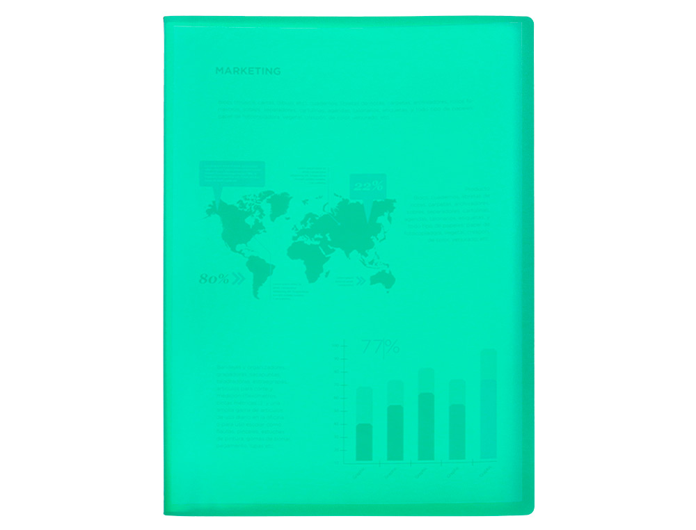 CARPETA LIDERPAPEL ESCAPARATE 20 FUNDAS POLIPROPILENO DIN A4 VERDE TRANSLUCIDO