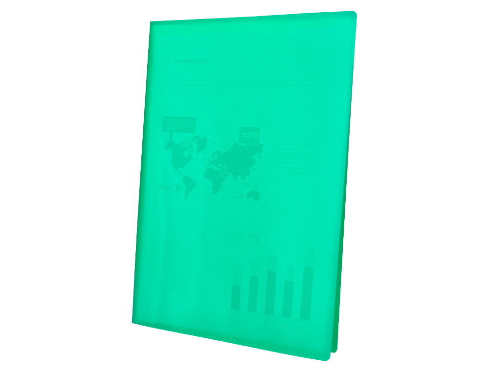 CARPETA LIDERPAPEL ESCAPARATE 20 FUNDAS POLIPROPILENO DIN A4 VERDE TRANSLUCIDO