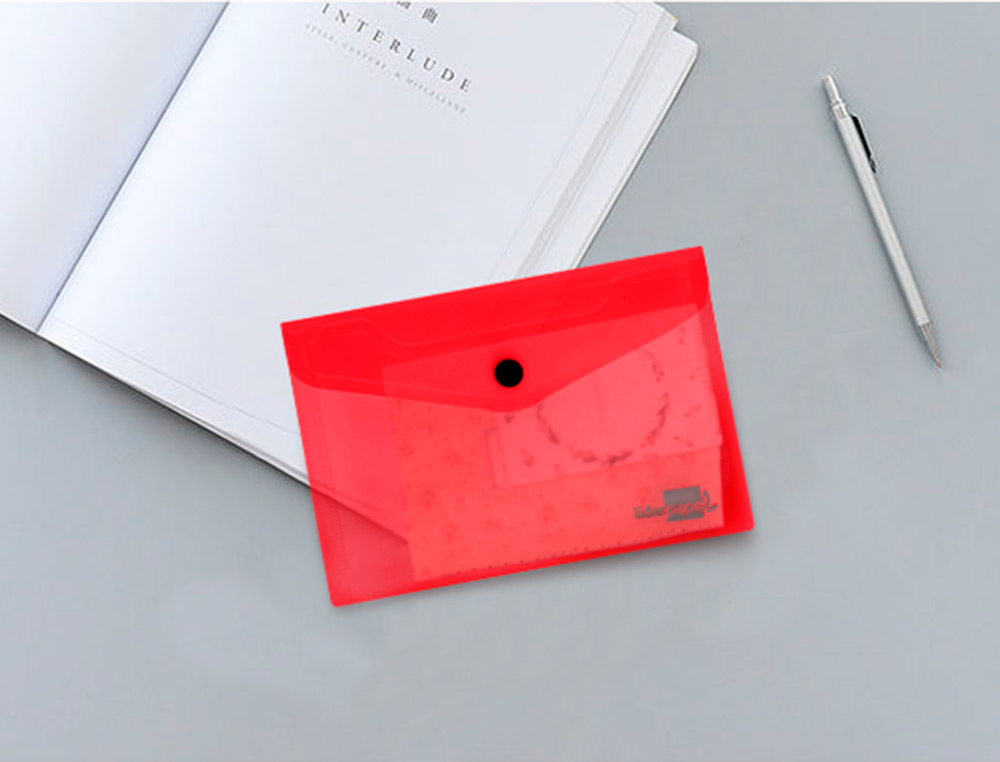 CARPETA LIDERPAPEL DOSSIER BROCHE POLIPROPILENO DIN A7 ROJO TRANSLUCIDO