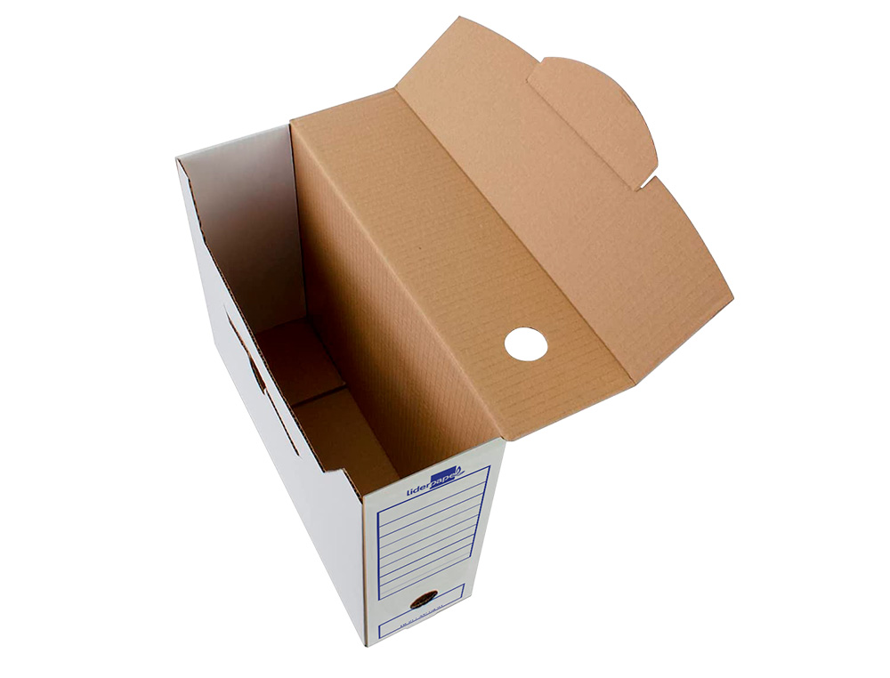 CAJA ARCHIVO DEFINITIVO LIDERPAPEL FOLIO CARTON RECICLADO 400G/M2 LOMO 100 MM BLANCO 365X100X251 MM