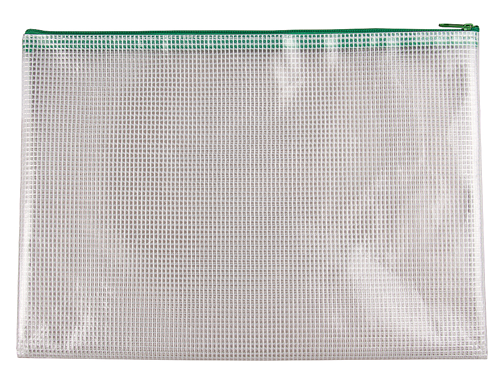 BOLSA MULTIUSOS Q-CONNECT MALLA DIN A4 APERTURA SUPERIORCON CREMALLERA VERDE