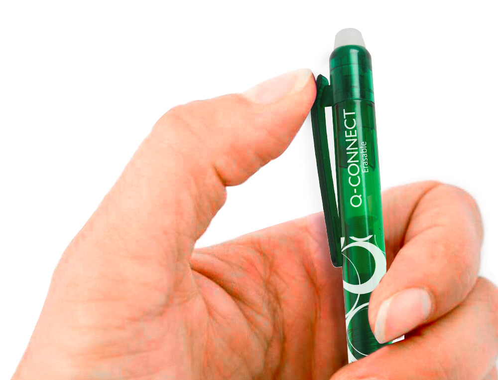 BOLIGRAFO Q-CONNECT RETRACTIL BORRABLE 0,7 MM COLOR VERDE