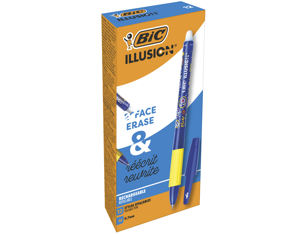 BOLIGRAFO BIC GELOCITY ILLUSION BORRABLE AZUL PUNTA DE 0,7 MM