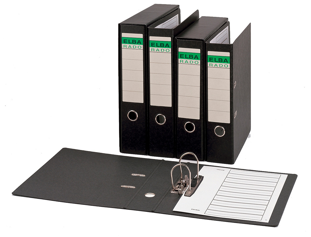 ARCHIVADOR DE PALANCA ELBA CARTON COMPACTO CON RADO FOLIO LOMO DE 80 MM NEGRO