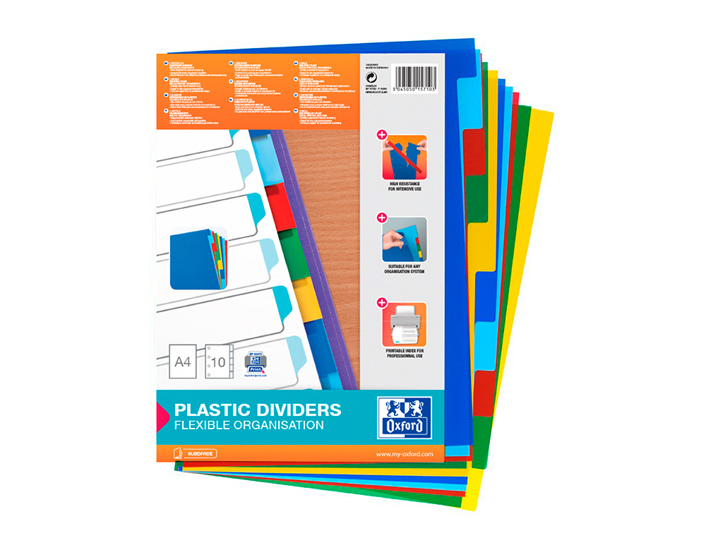 SEPARADOR ELBA PLASTICO 120 MC DIN A4 11 TALADROS 10 POSICIONES COLORES SURTIDOS