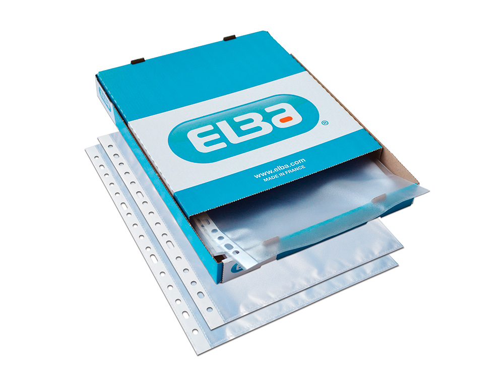 FUNDA MULTITALADRO ELBA STANDARD FOLIO 90 MICRAS PIEL NARANJA CAJA DE 100 UNIDADES