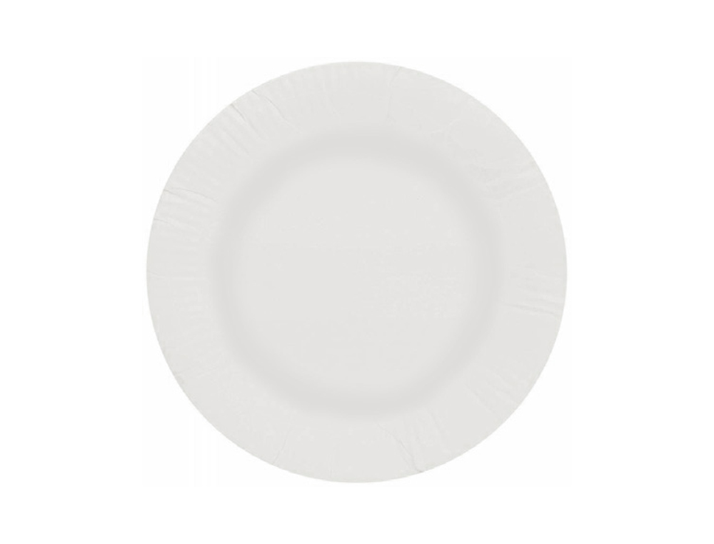 PLATO PAPEL RECICLABLE BLANCO 15 CM PAQUETE 100 UNIDADES