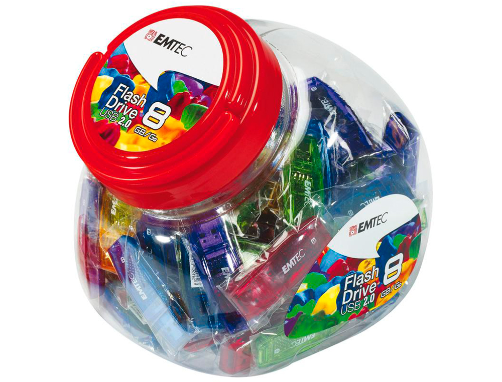 MEMORIA USB EMTEC FLASH 32GB 2.0 BOMBONERA 80 UNIDADES COLORES SURTIDOS