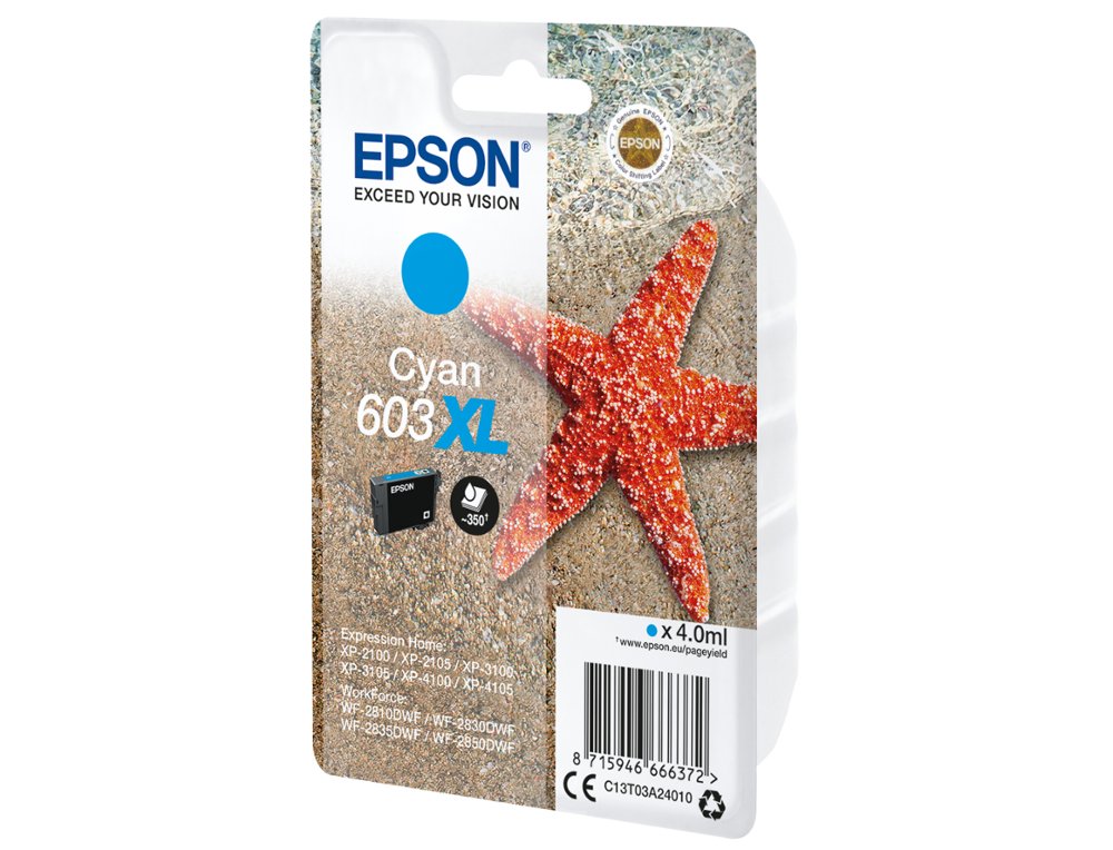 INK-JET EPSON 603XL XP-2100 / 2105 / 3100 / 4100 / WF-2810 / 2830 / 2835 / 2850 CIAN 350 PAGINAS