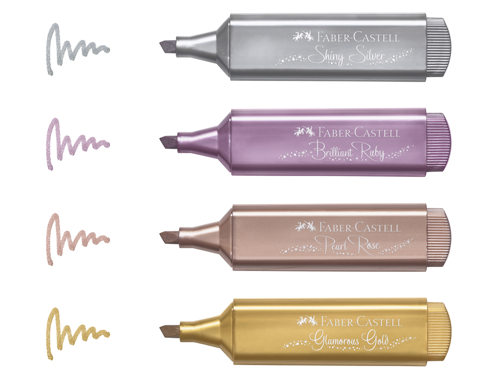 ROTULADOR FABER CASTELL FLUORESCENTE TEXTLINER 46 METALICO ESTUCHE DE 4 UNIDADES COLORES SURTIDOS