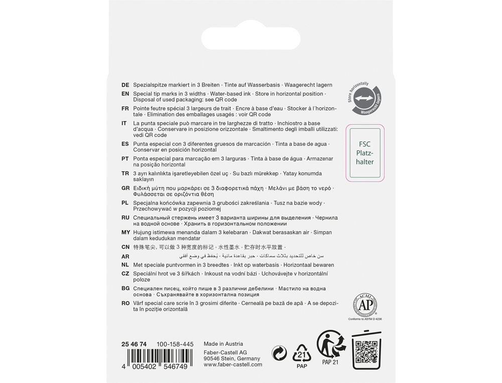 ROTULADOR FABER CASTELL FLUORESCENTE TEXTLINER 46 METALICO ESTUCHE DE 4 UNIDADES COLORES SURTIDOS