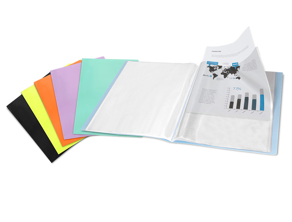 CARPETA LIDERPAPEL ESCAPARATE 60 FUNDAS POLIPROPILENO DIN A4 LAVANDA OPACO